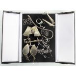 A box of vintage silver jewellery,