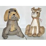 Two dog fabric doorstops