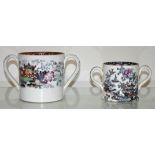 A twin handled mug, Staffordshire circa 1850, and another (2)