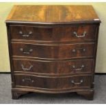 A mahogany bow front chest of drawers 83 cm high