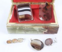 A group of banded agate items