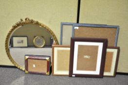 A collection of picture frames and a gilt wood mirror (7)