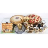 A gold coffee set and other items to include royal commemorative wares