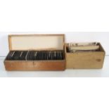 A box of 50 magic lantern sides of Burma, Egypt, UK and Europe,