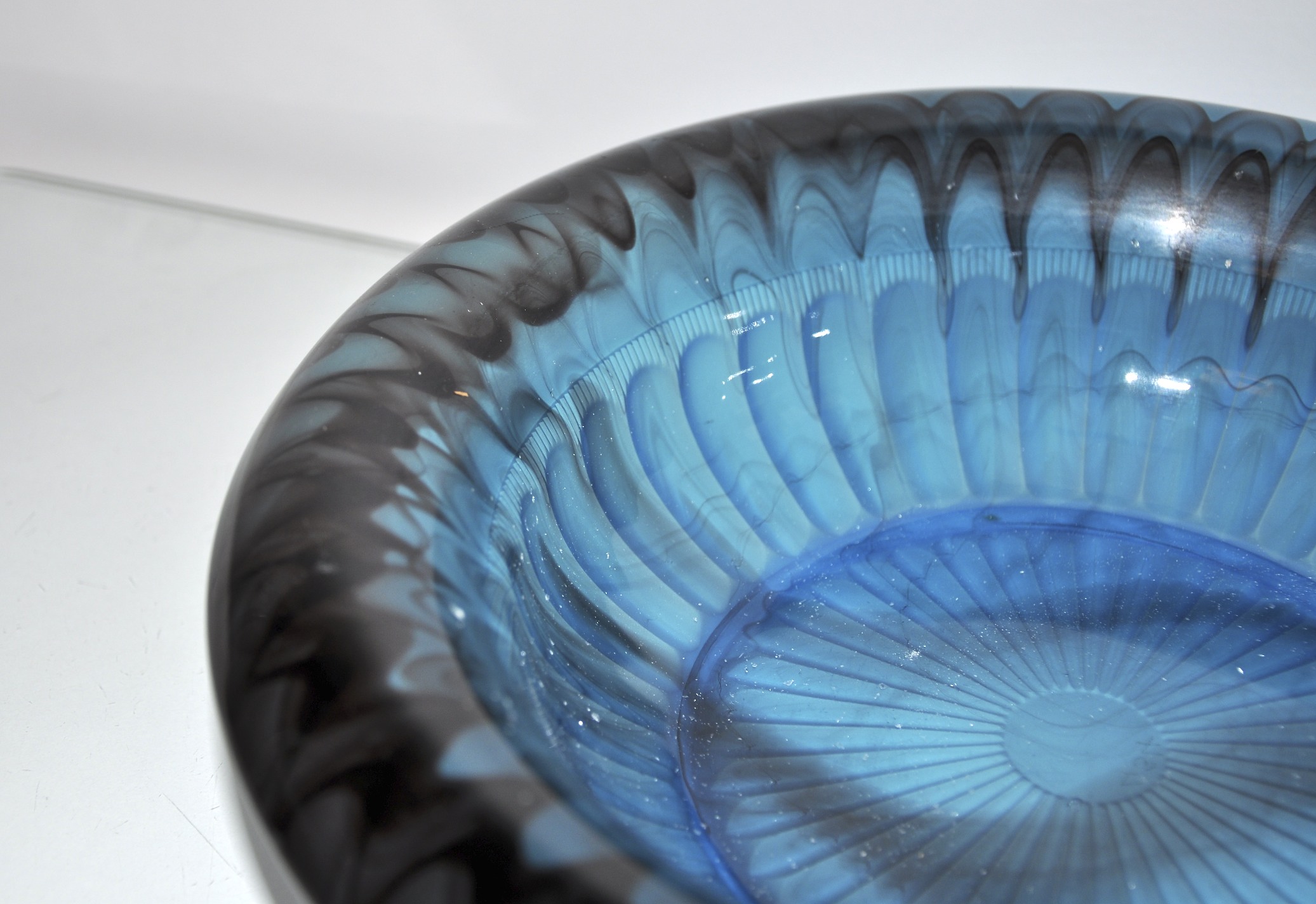 A blue glass bowl, three flower hedgehogs and a cut glass bowl - Image 2 of 3