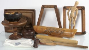 A collection of wooden items,
