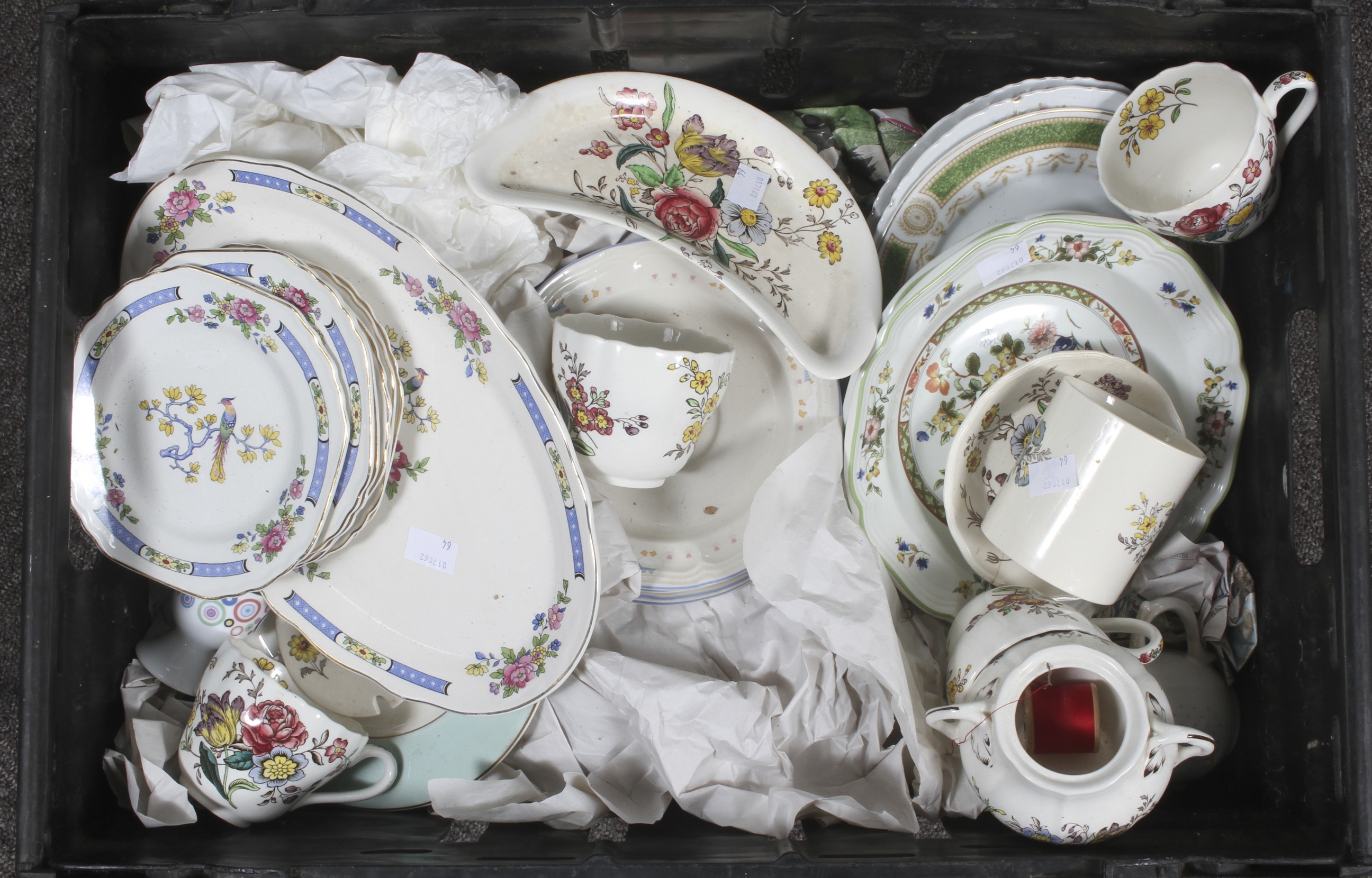 A soup tureen with ladle and some part tea sets to include Copeland Spade