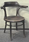 Thonet style chair with pressed wood round seat,