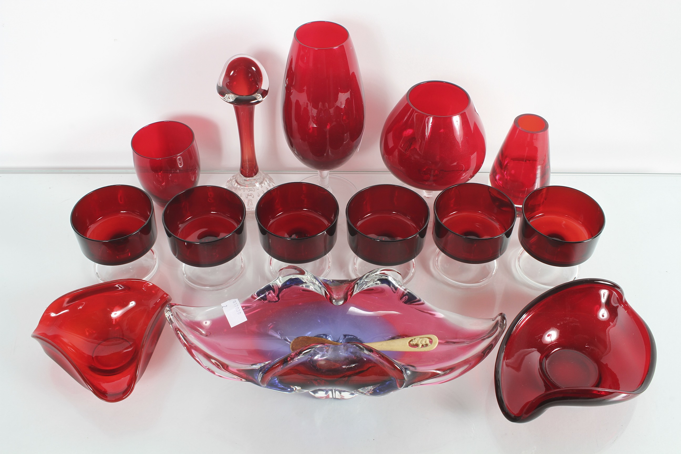 A group of red glass