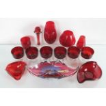 A group of red glass