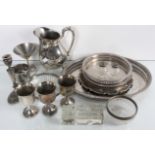 A quantity of silver plate to include two salvers and a water jug