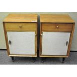 Two retro walnut bedside tables,