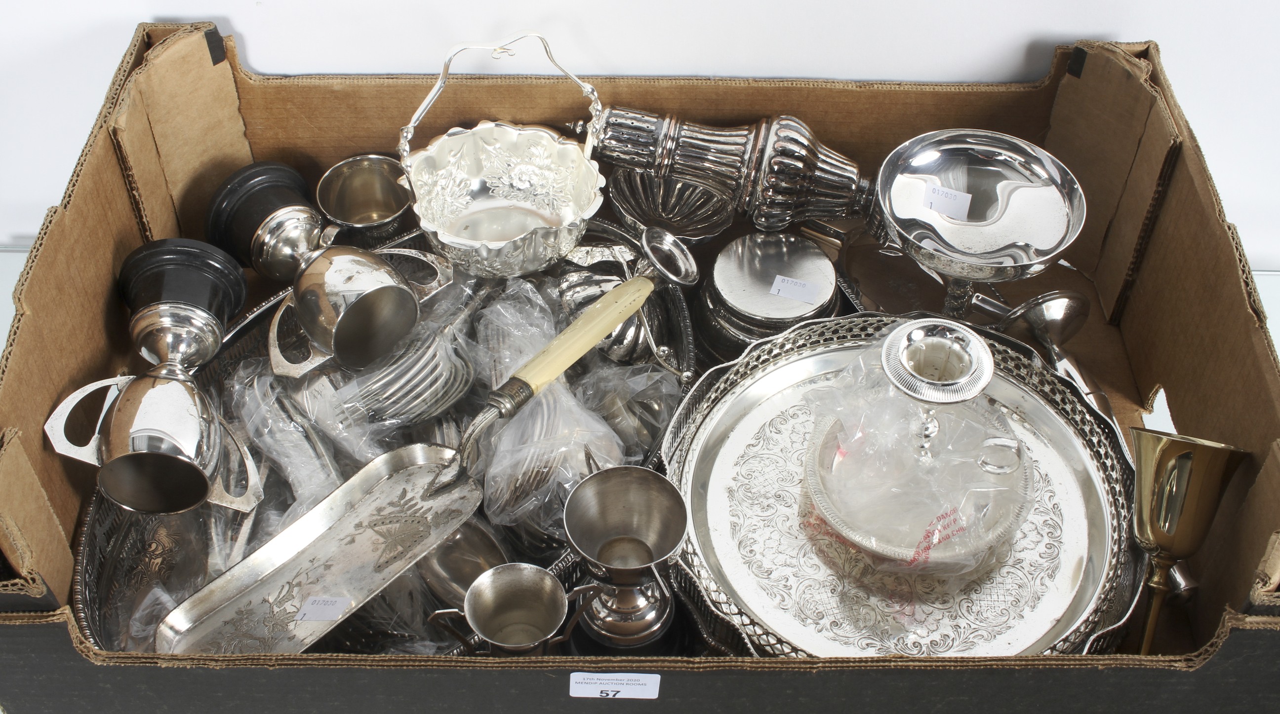 A group of mixed metalware