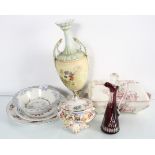 A Capodimonte box and other items to include a continental two handled urn and a tureen