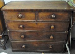 A 19th century mahogany chest of drawers (2 short and three long), 92cm H, 105cm W,