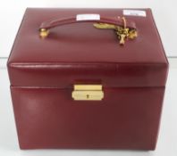 A Dulwich Designs large red leather jewellery box,