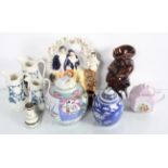 A Staffordshire flat back and other items to include a Chinese ginger jar