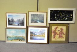 A quantity of pictures to include a marble printed battle scene