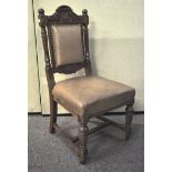 A Victorian oak upholstered dining chair