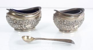 A pair of silver salts, possibly Chester,