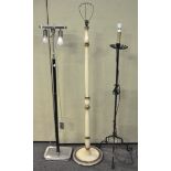 Two metal and one wooden standard lamp (3),