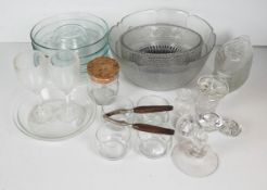 A collection of assorted glassware to include a textured punch bowl set.