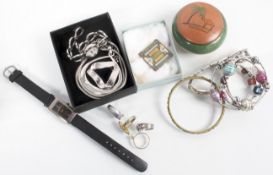 A collection of costume jewellery to include a wrist watch