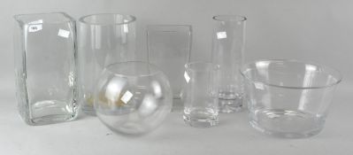 A collection of glass vases,