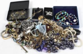 A collection of costume jewellery to include necklaces and earrings