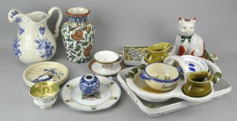 A collection of ceramics and pottery to include; Jerusalem vase, a tray,