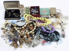 A collection of costume jewellery, to include necklaces, brooches,