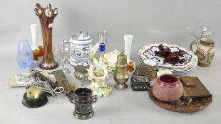 A group of assorted ceramics to include a c 19th porcelain pocket watch stand
