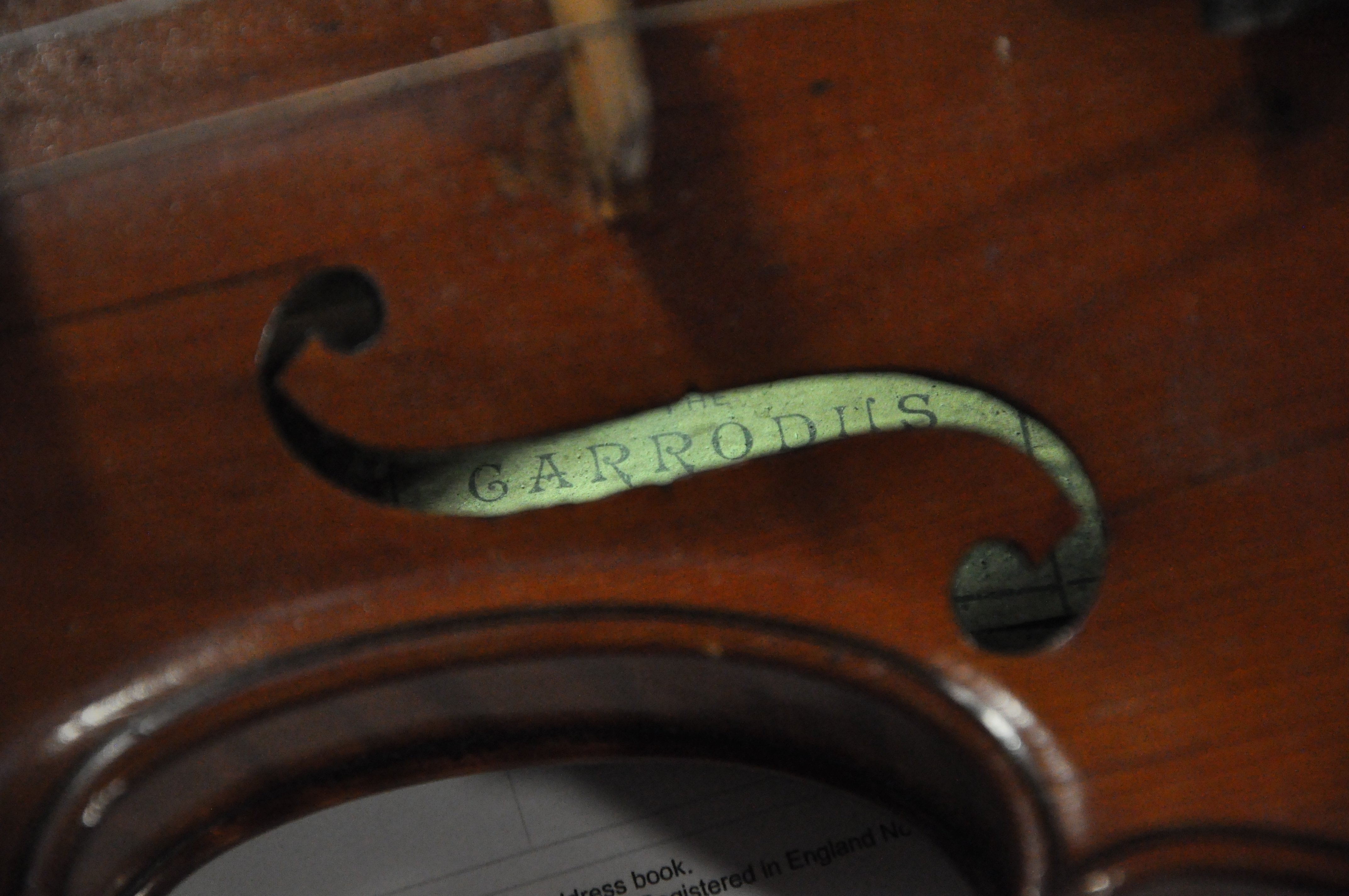 A Garrodus violin with bow in case. Measures; 58cm. - Image 11 of 15