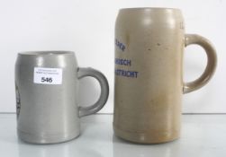 A Tucher-Brau stoneware stein and a Dutch stoneware stein