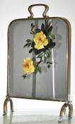 A painted brass mounted mirror / screen. Measures; 65cm high.