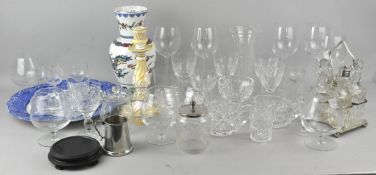 A large collection of cut glass and other items