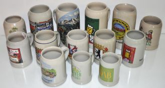A group of 14 German steins,