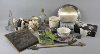 A mixed collection of glass and ceramics and curios to include; glass bottle,