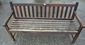 A wooden garden bench,