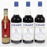 Cognac : Mandorine Napoleon, distilled for Fourcroy, 35cl, one bottle; St Francis,