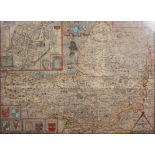John Speed, A map of Somerset, hand coloured copper line engraving,