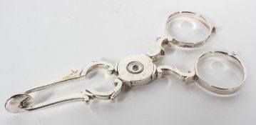 A pair of 18th century silver scissor action sugar nips, no hallmark or date letter,