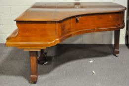 A Bluthner (Leipzig) grand piano, with mahogany case, on four square section tapering legs,