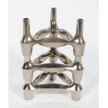 A set of three white metal candle holders by Fritz Nagel, and Caeser Stoff for BMF, mid century,