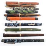 A collection of fountain pens, to include 'De La Rue Onoto'; Conway Stewart 1202M'; Kingwood,