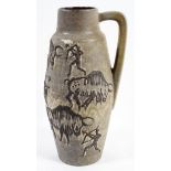 Scheurich : A 1960's retro vintage West German pottery handled vase,