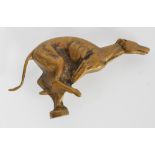 A 20th century cast brass car mascot in the shape of a racing greyhound,