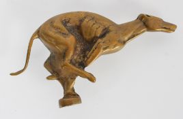 A 20th century cast brass car mascot in the shape of a racing greyhound,