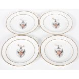 A set of four German Armorial plates, mid 19th century,