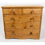 A pine chest of drawers, late 19th/early 20th century,